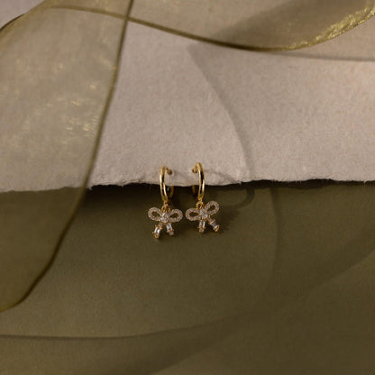 Diamond Dainty Bow Hoops