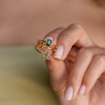 Agate Emerald Stack Ring