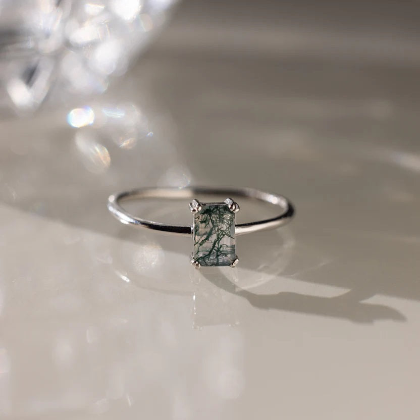Agate Emerald Stack Ring