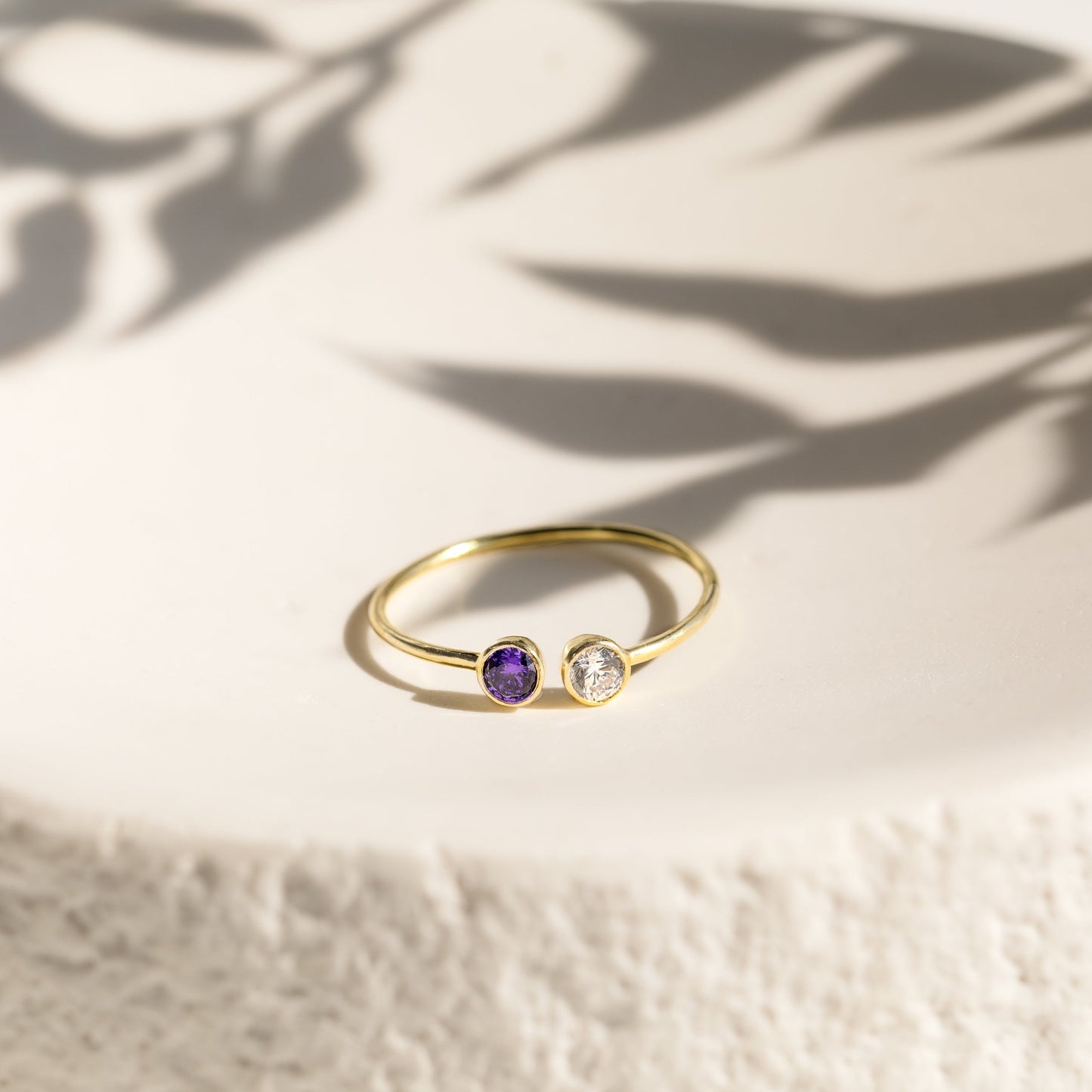Dual Birthstone Ring 18K Gold
