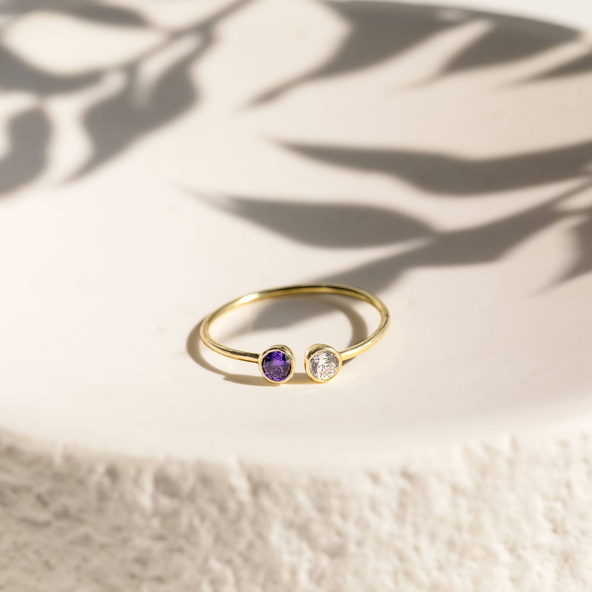 Dual Birthstone Ring 18K Gold