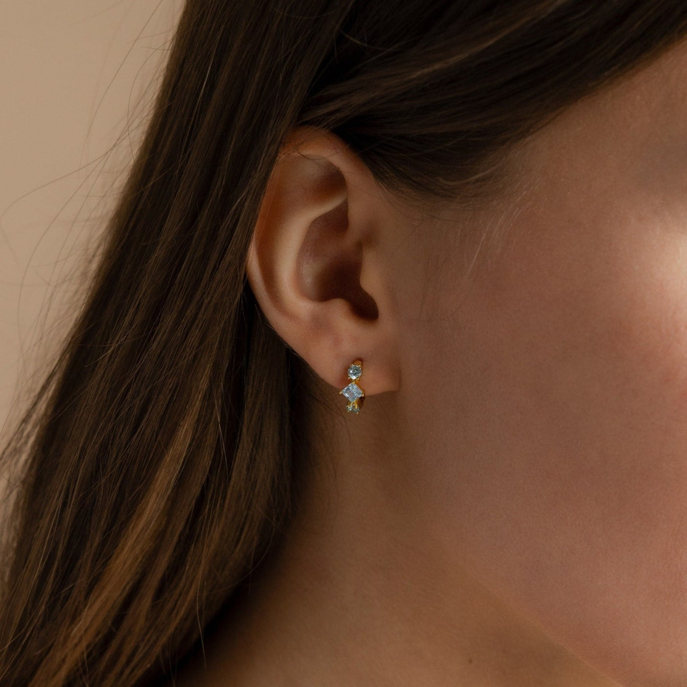 Seaside Chic: Aquamarine Huggie Hoops