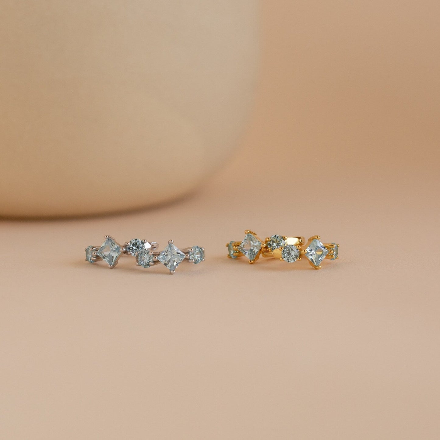 Seaside Chic: Aquamarine Huggie Hoops
