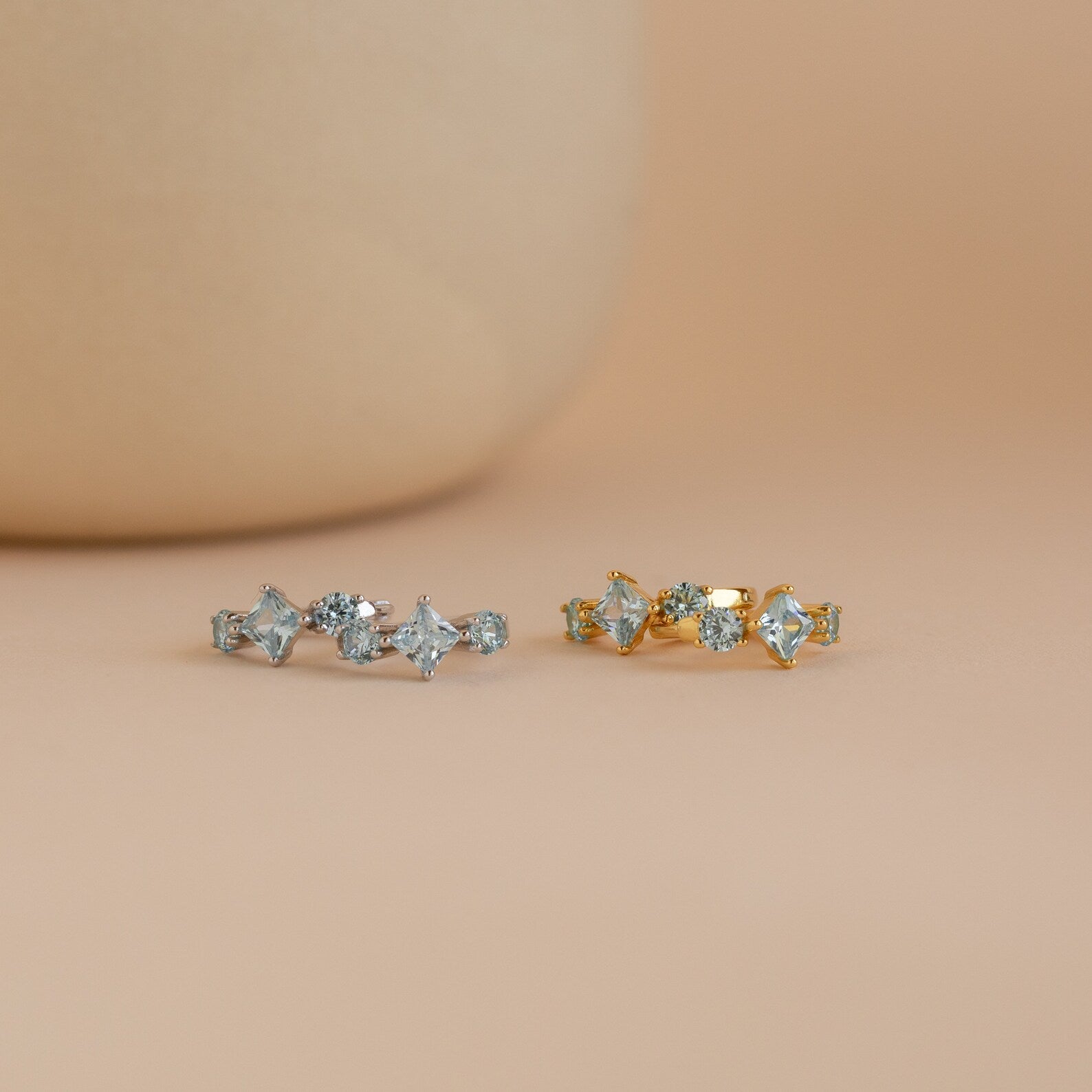 Seaside Chic: Aquamarine Huggie Hoops
