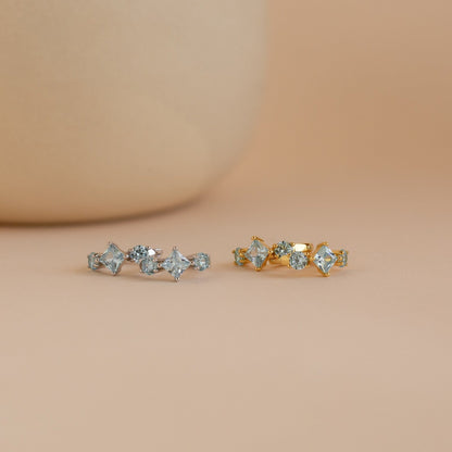 Seaside Chic: Aquamarine Huggie Hoops