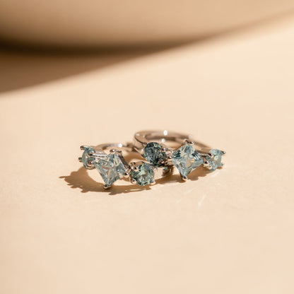 Seaside Chic: Aquamarine Huggie Hoops Sterling Silver