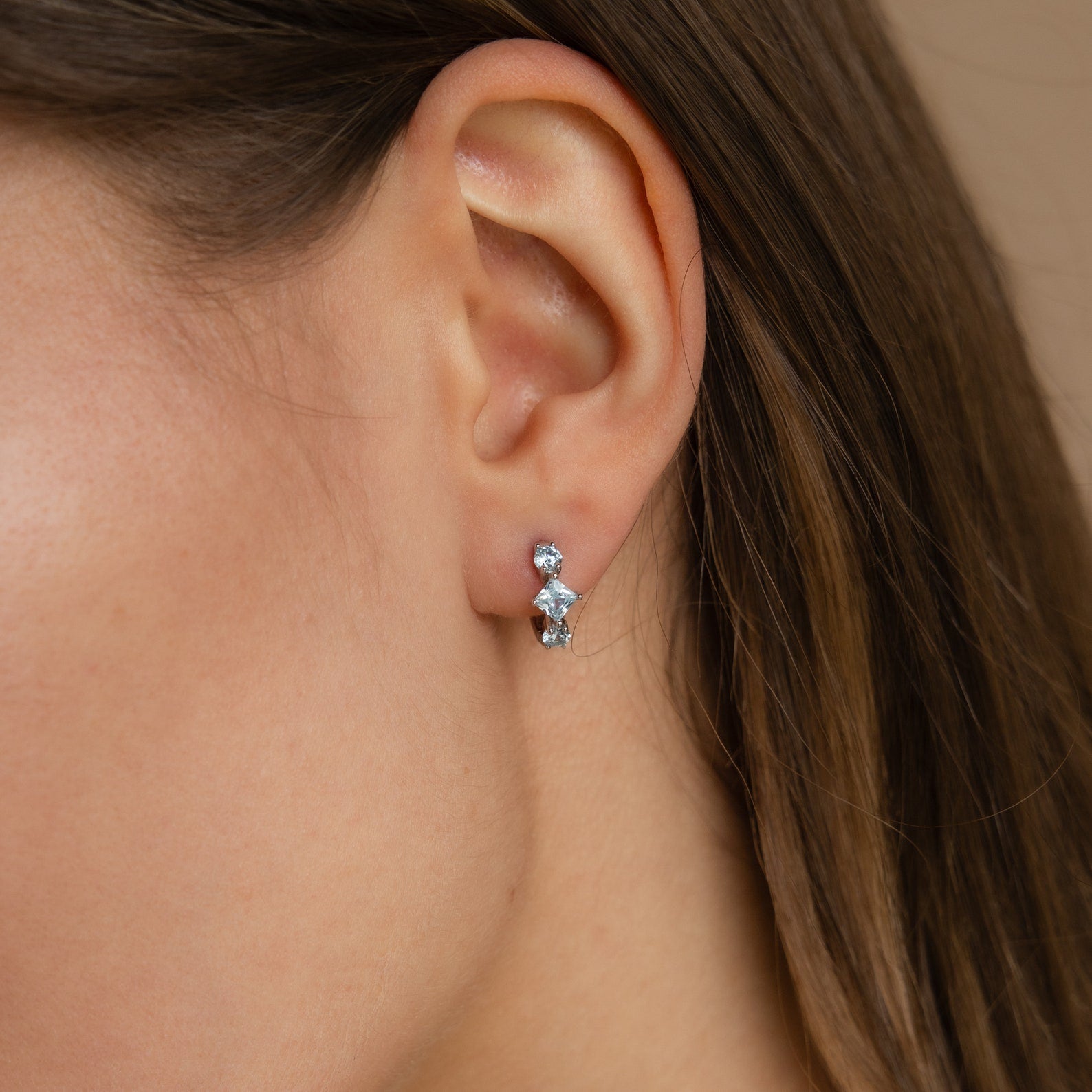 Seaside Chic: Aquamarine Huggie Hoops