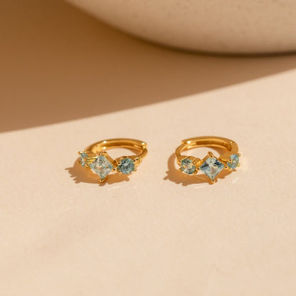 Seaside Chic: Aquamarine Huggie Hoops