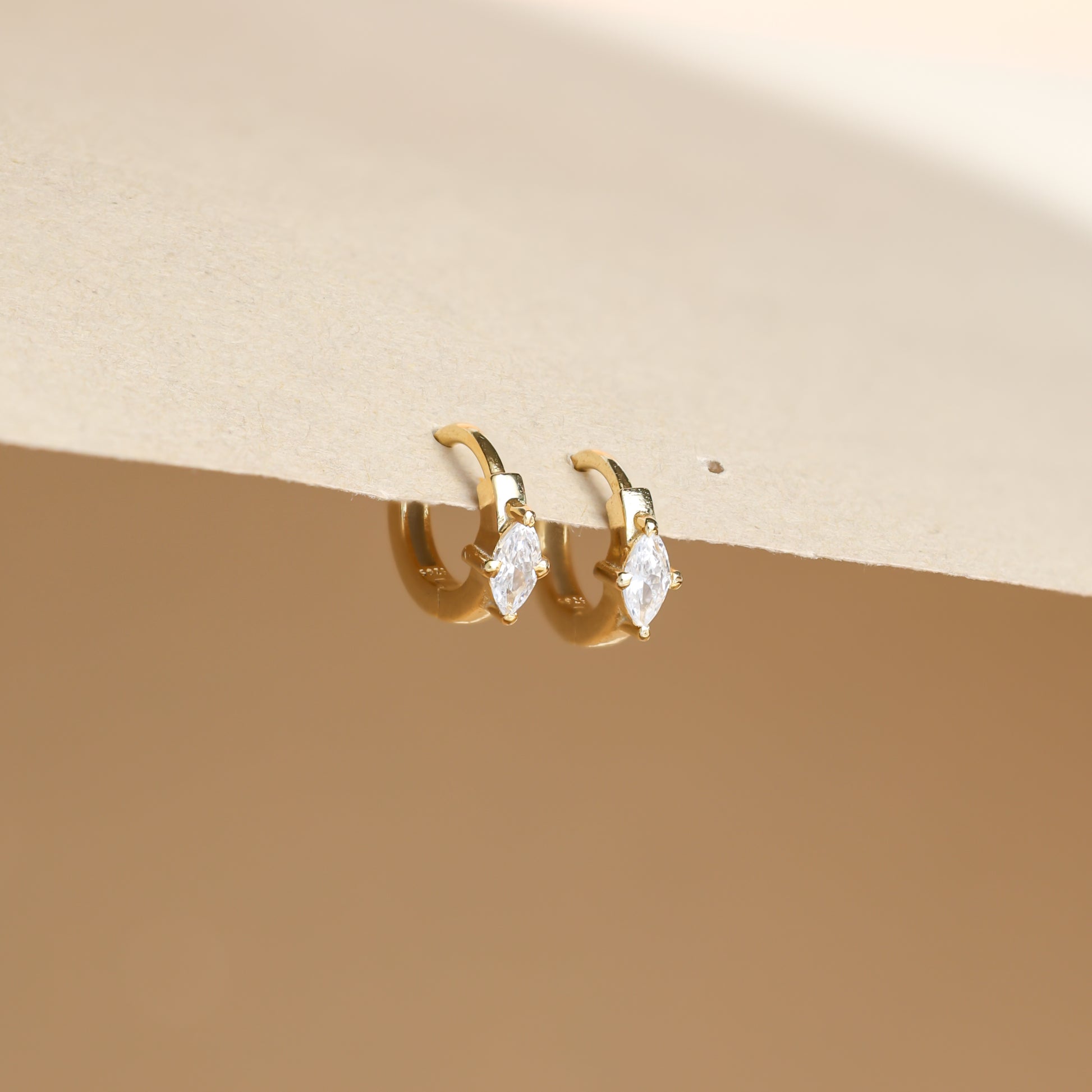 Marquise Diamond Huggie Gold Plated