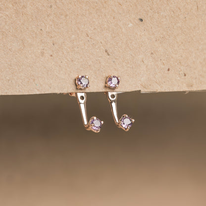 Amethyst Birthstone Ear Jackets sterling silver 