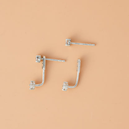 April Diamond Birthstone Ear Jackets 925 silver