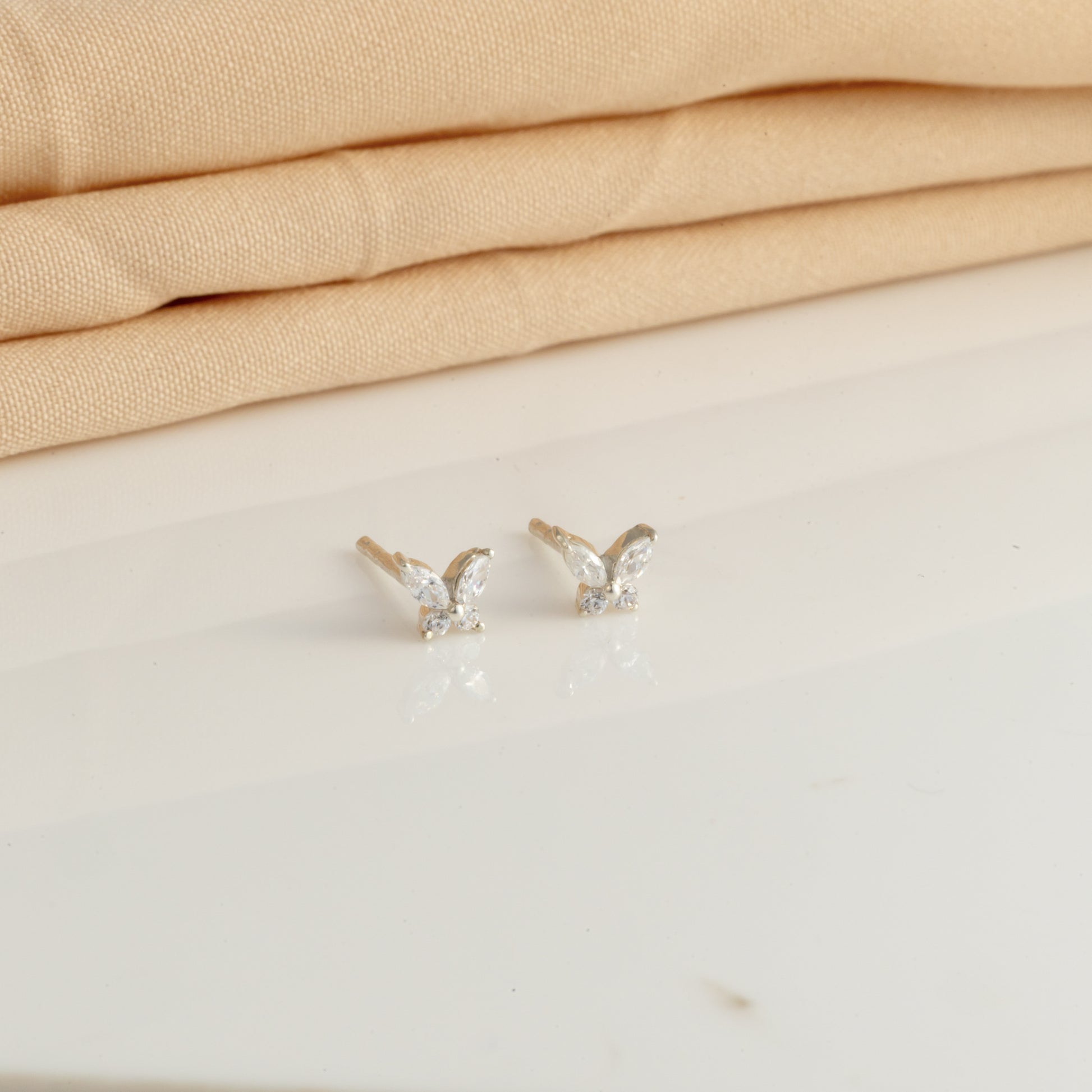 925 Silver Butterfly Diamond Studs
