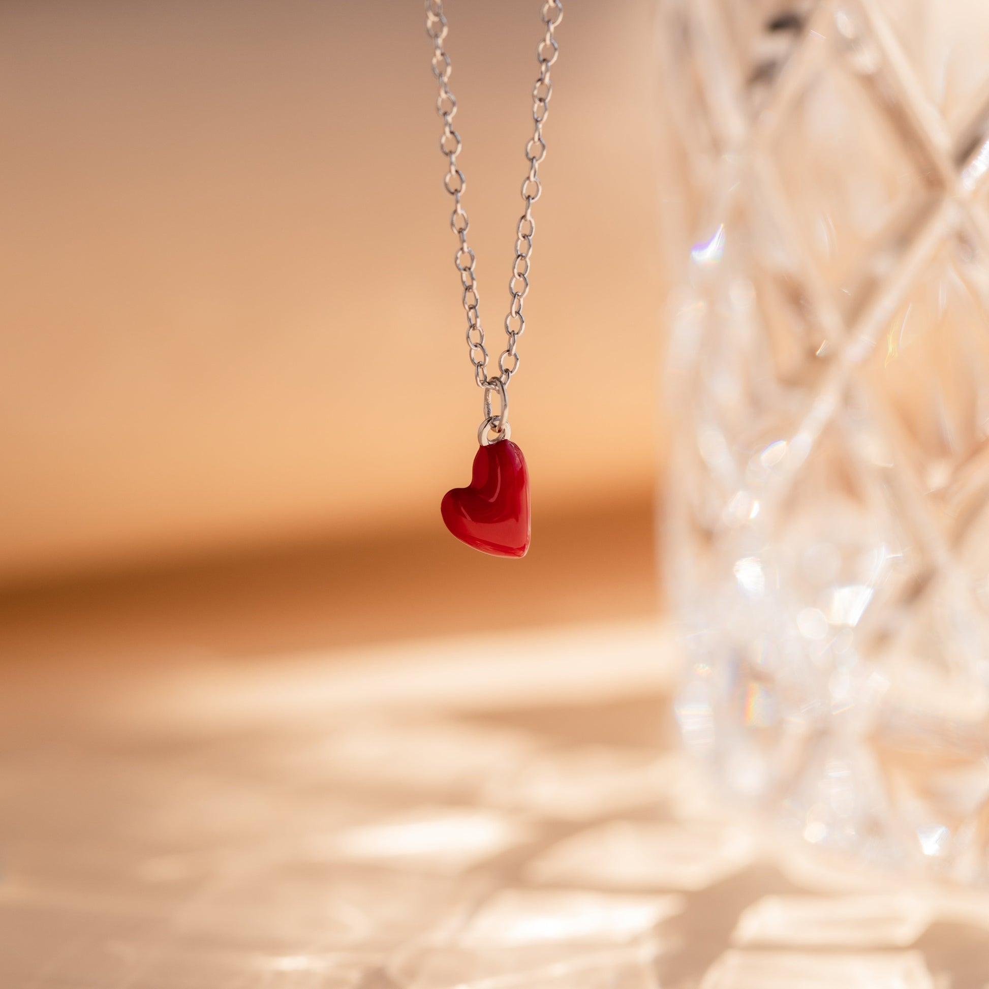 Little Red Heart Necklace Sterling Silver