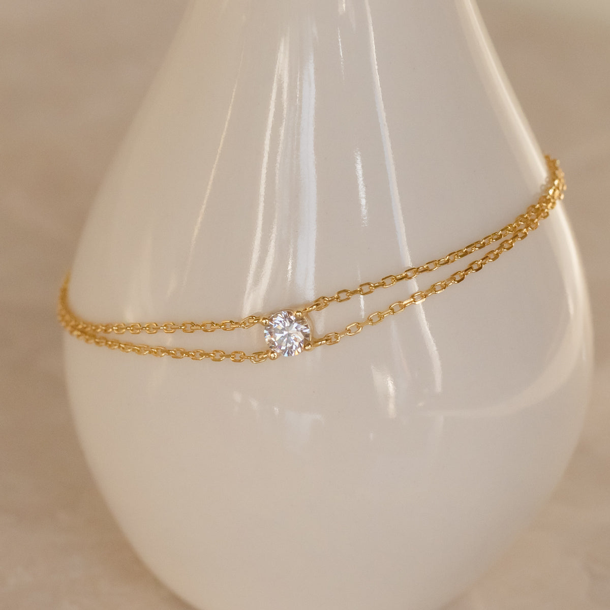 Double Chain Diamond Bracelet: Timeless Elegance 18K Gold