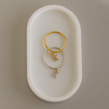 Pave Initial Birthstone Drop Ring