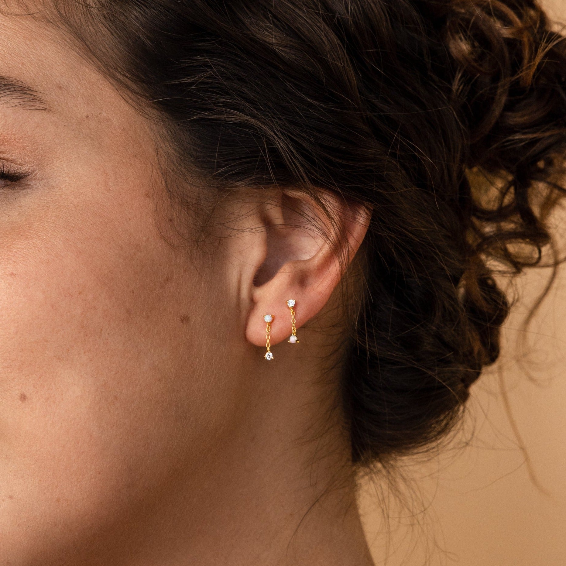 Opal Drop Stud Earrings: Playful Elegance
