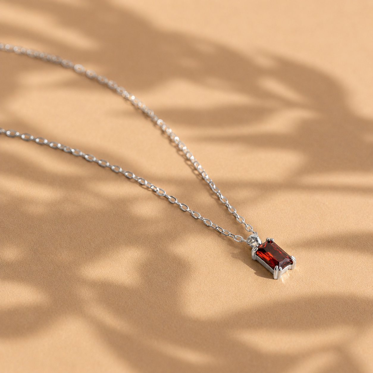 Emerald Cut Birthstone Necklace
