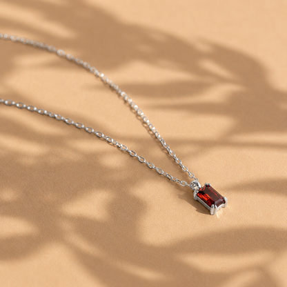 Emerald Cut Birthstone Necklace