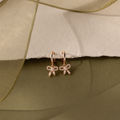 Diamond Dainty Bow Hoops