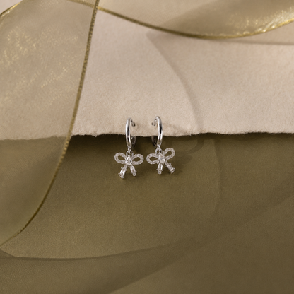 Diamond Dainty Bow Hoops