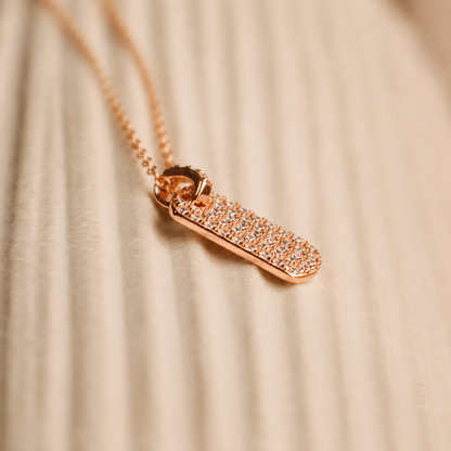 Pave Tag Charm Necklace