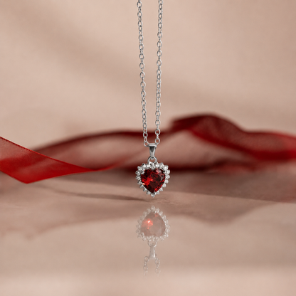 Pave Garnet Heart Necklace