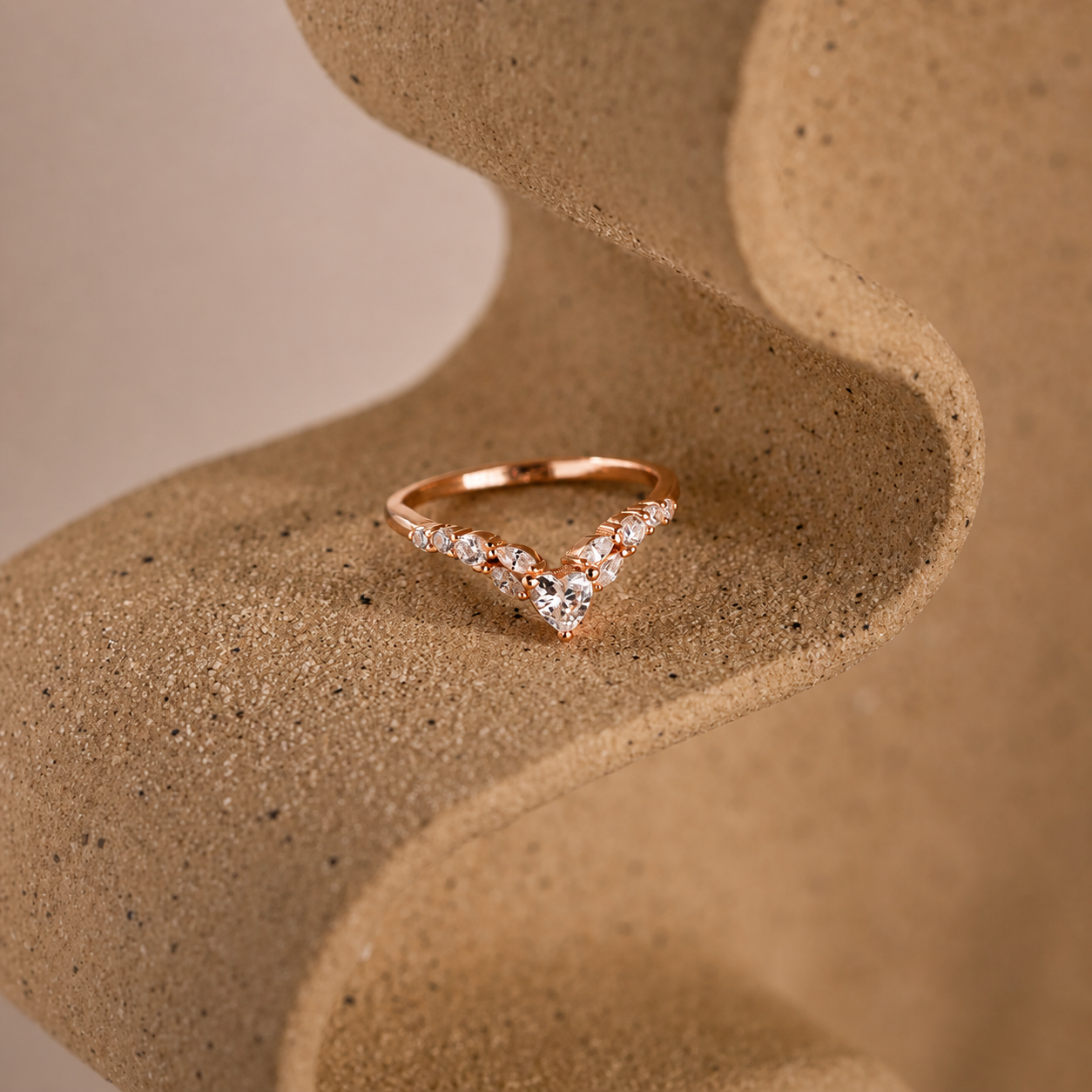 Blush Heart Cluster Ring