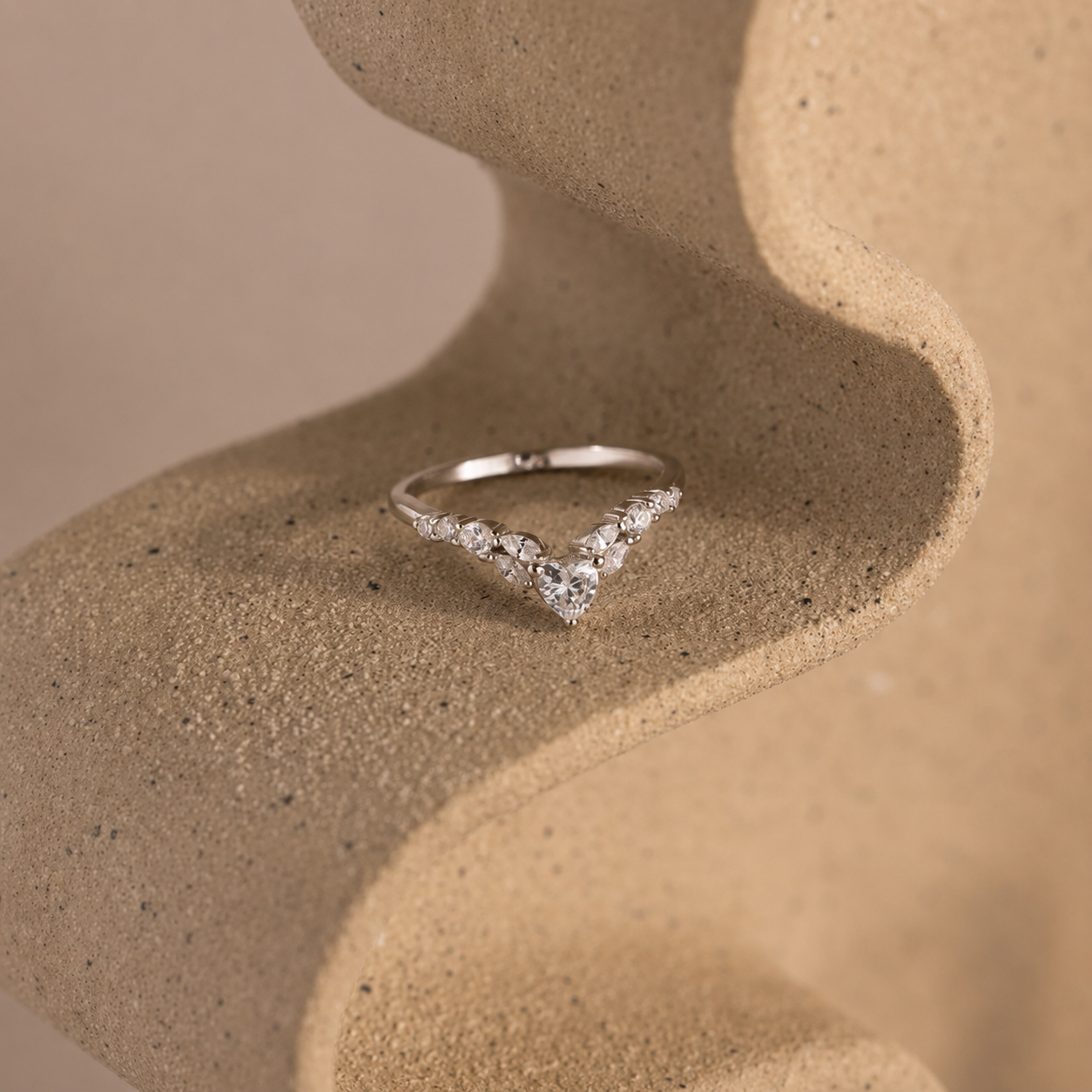 Blush Heart Cluster Ring