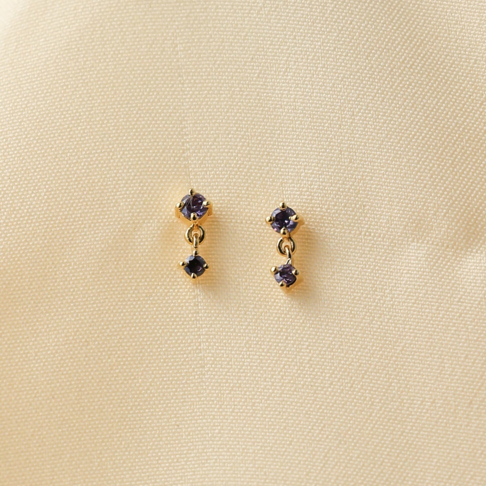 Alexandrite Dainty Birthstone Drop Earrings