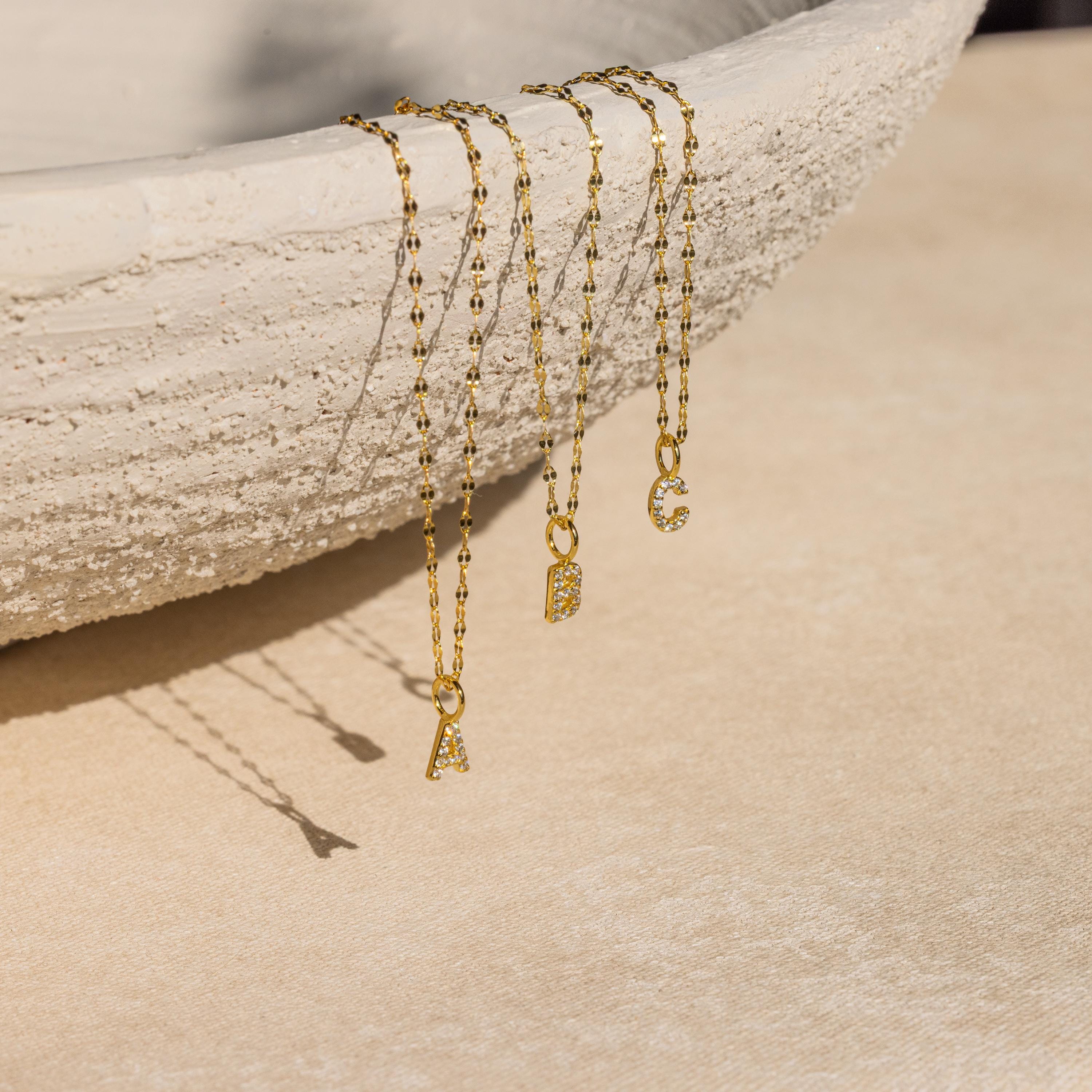 Dainty Pave Letter Necklace