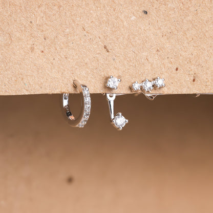 925 Silver Diamond Earrings Set For Women/Girls
