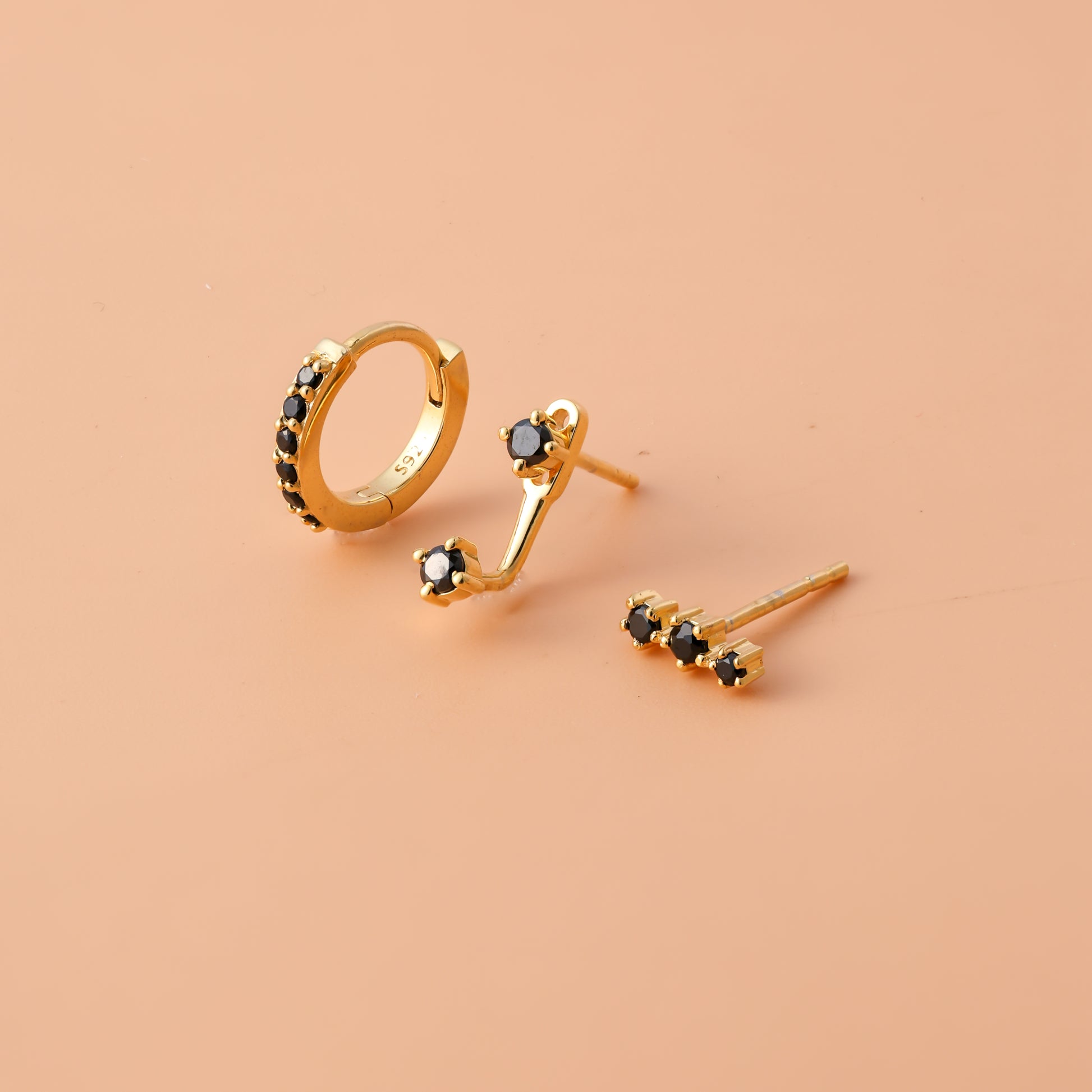 Black Diamond Earrings Set Gold Plated For Women/Girls