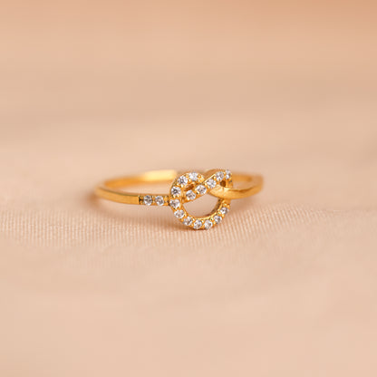 Eternal Love Diamond Heart Knot Ring For Women/Girls