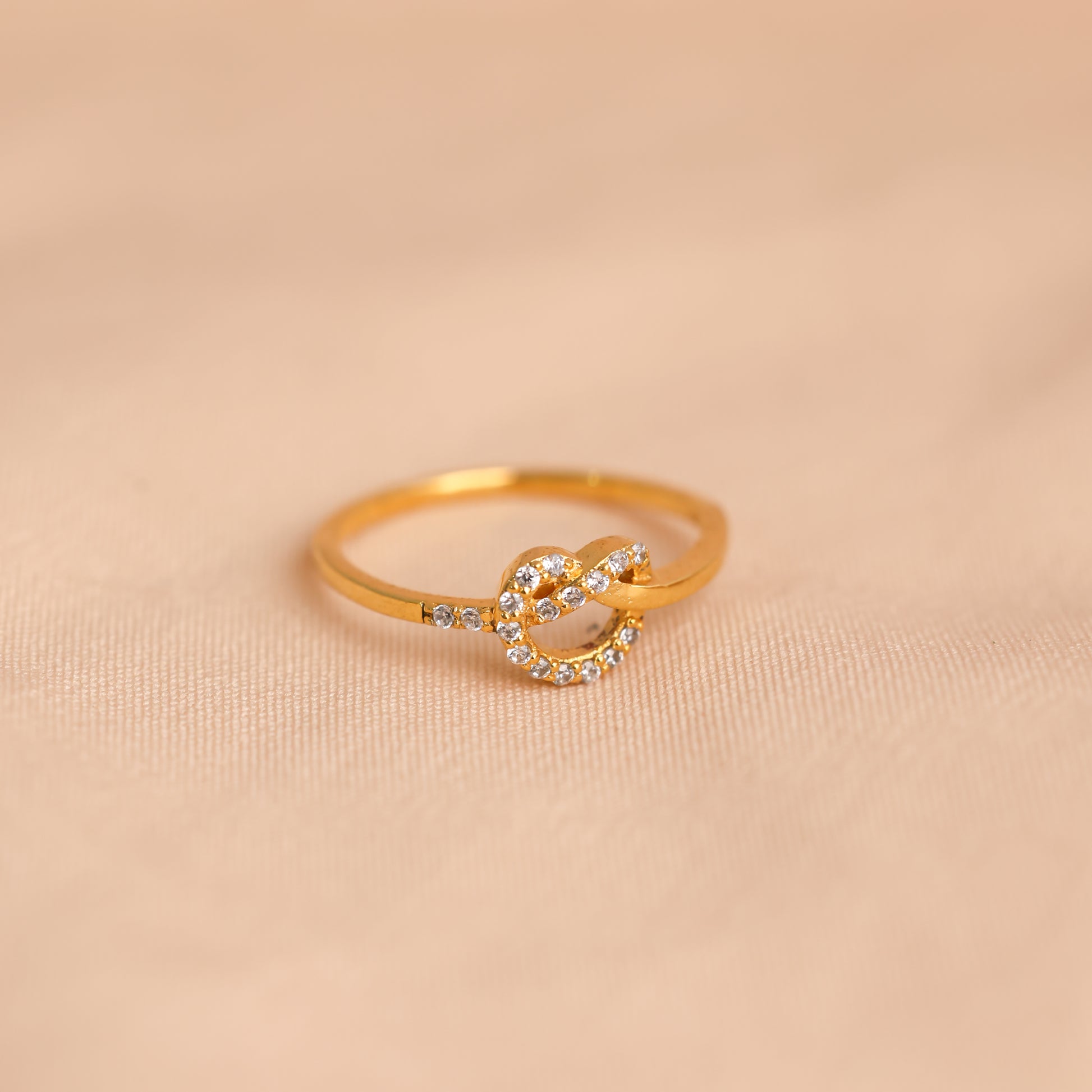 Eternal Love Diamond Heart Knot Ring Gold Plated For Women/Girls