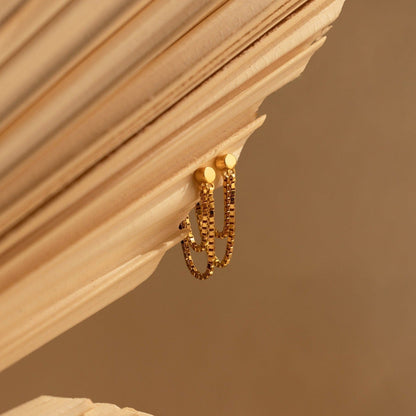 Flatback Chain Earrings 18K Gold