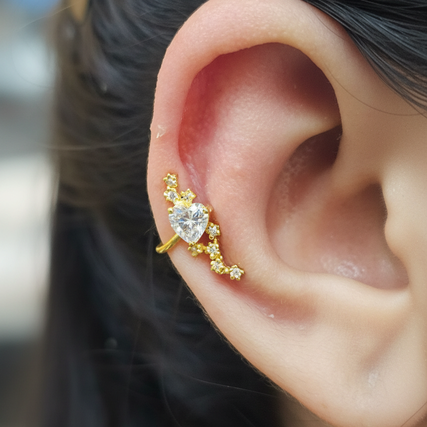 Julient Heart Ear Cuffs