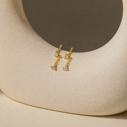 Custom Opal Drop Stud Earrings With Flatback