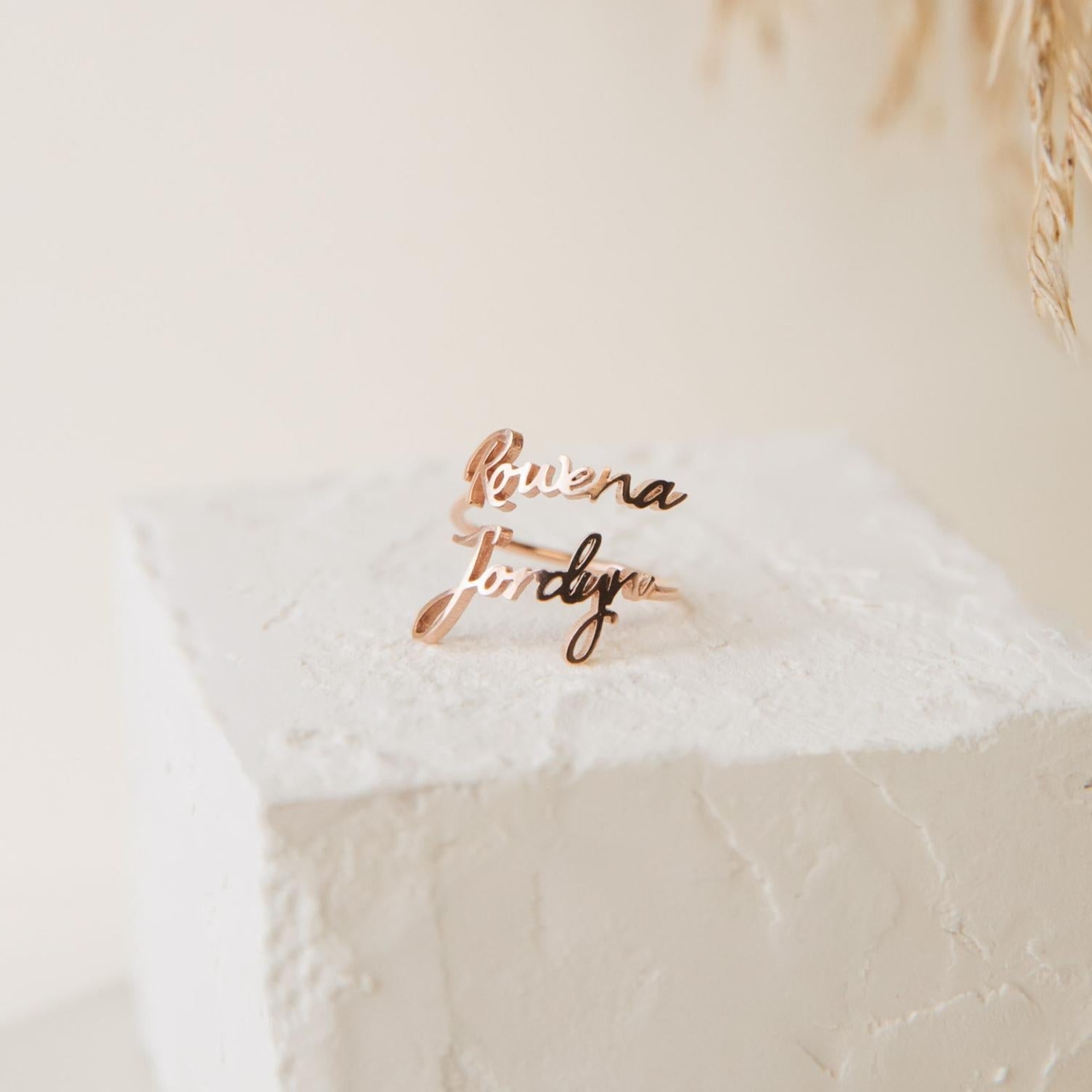 Grace Duo Name Ring Rose Gold