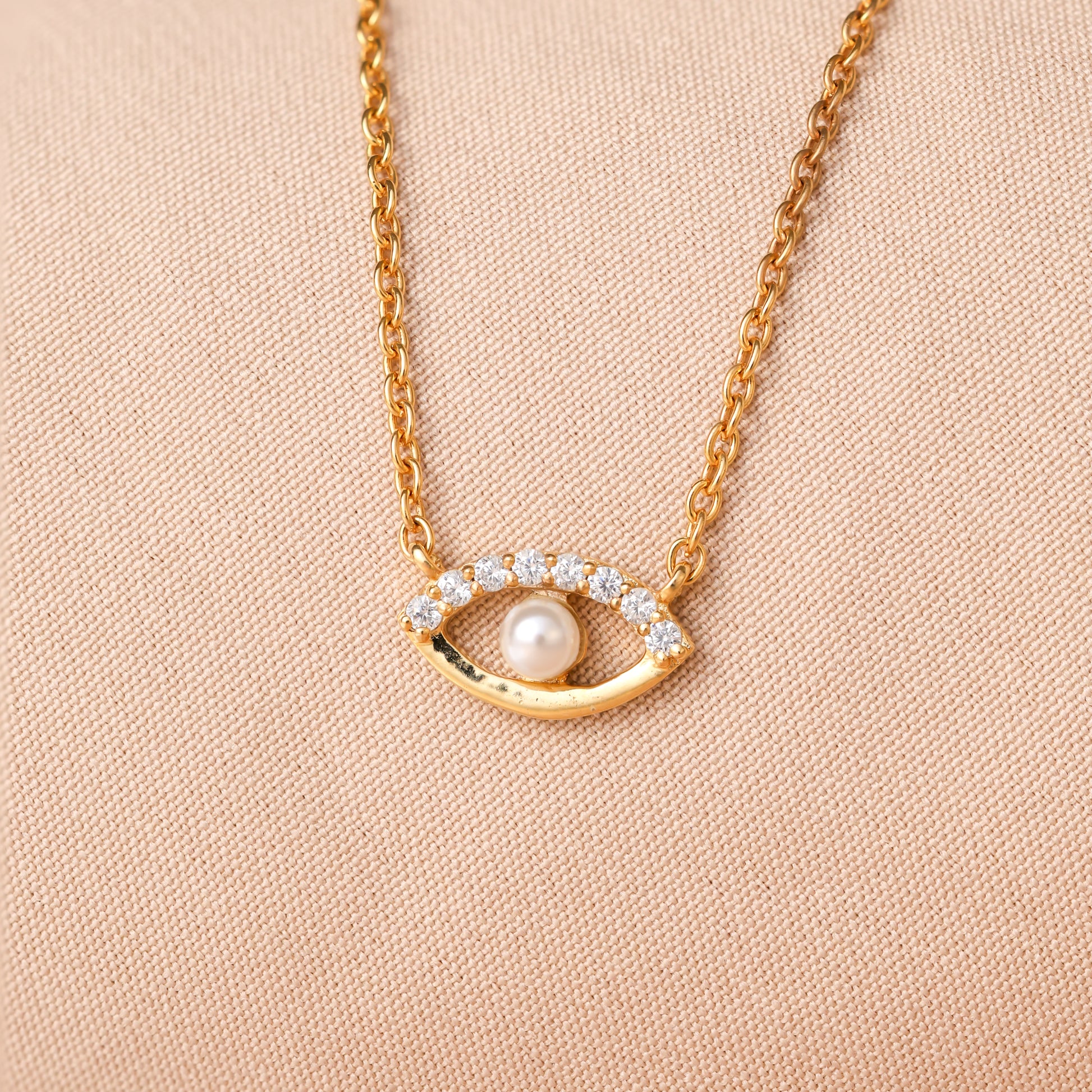 Guardian's Blessing Evil Eye Diamond Necklace Gold Plated For Women/Girls