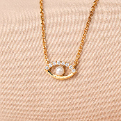 Guardian's Blessing Evil Eye Diamond Necklace Gold Plated For Women/Girls