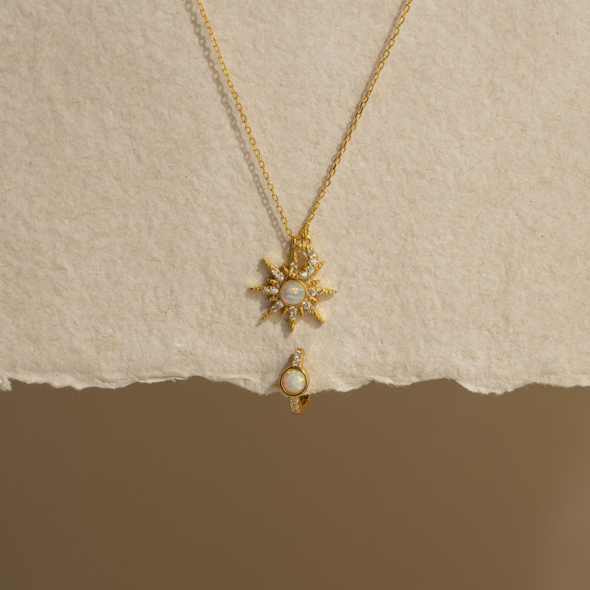 Opal Sun & Moon Jewelry Set 18K Gold