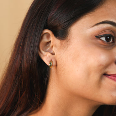 Modern Embrace Parisian Elegance with Croissant Mini Hoop Earrings For Women/Girls