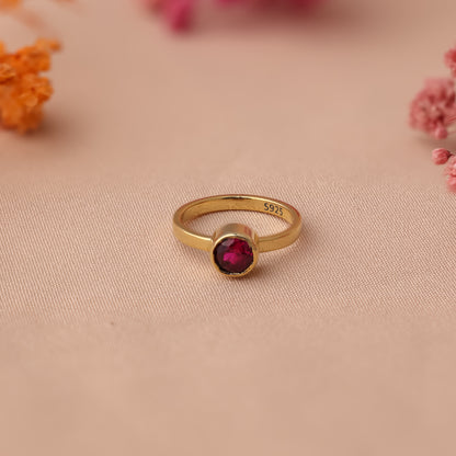 Birthstone Signet Ring 18k Gold For Women/Girls