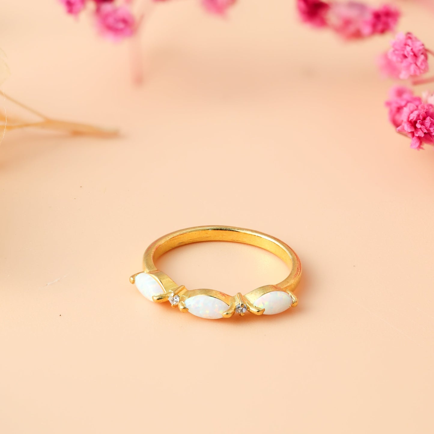 925 Silver Alessia Trio Opal Ring 