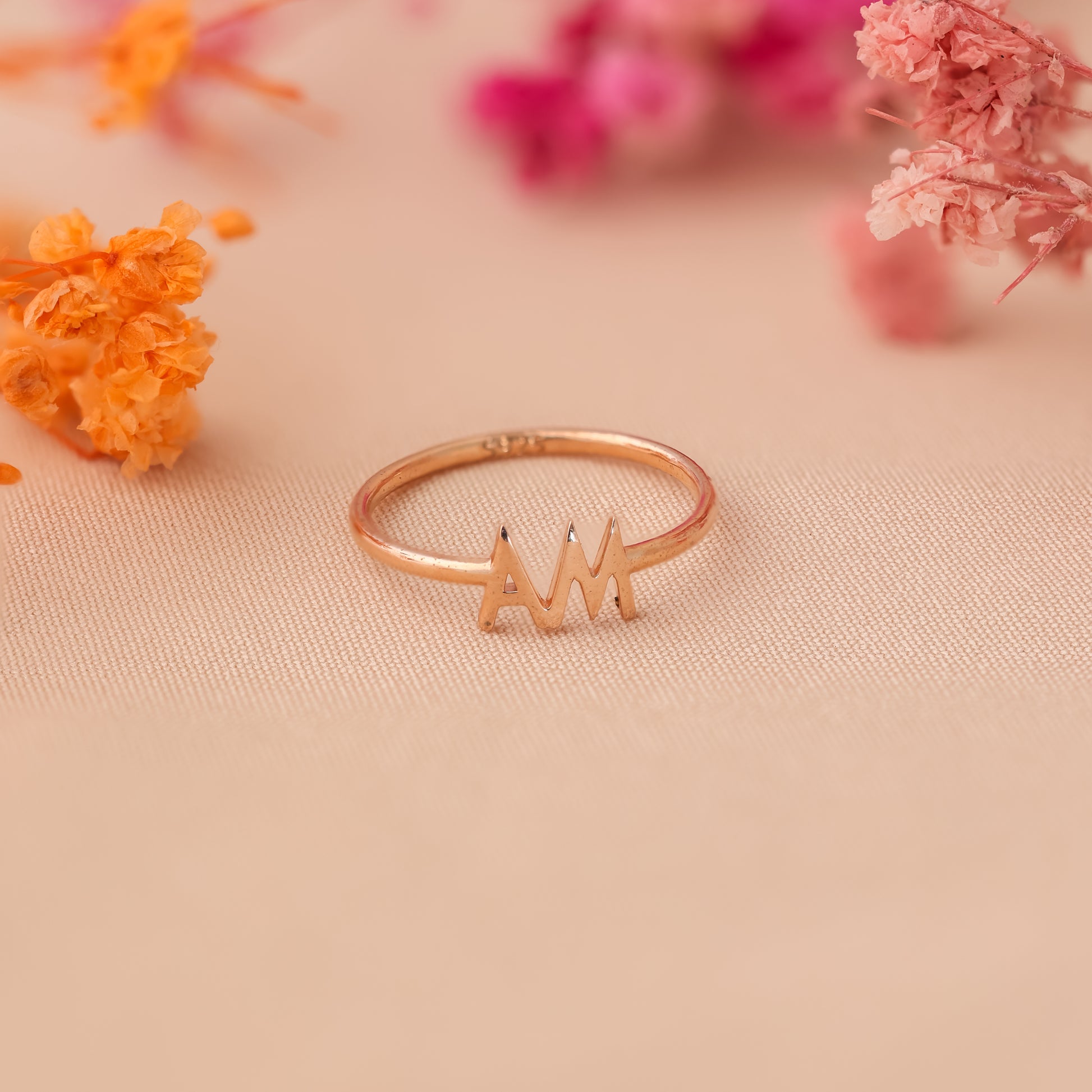 Personalized Ring With Two Initials In  A Sleek, Modern Design