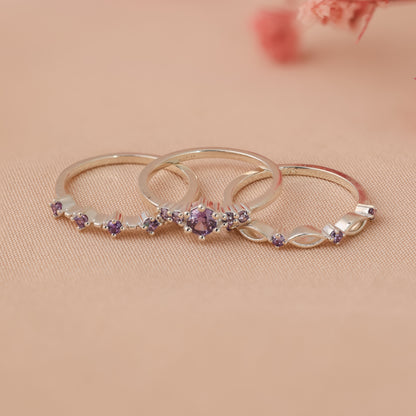 Amethyst Stacking Ring Set