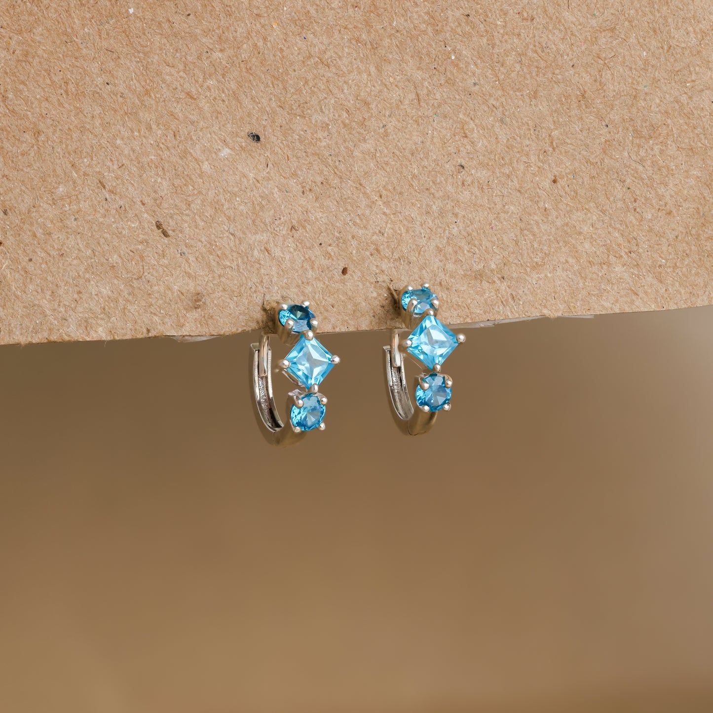 Trendy Aquamarine Huggie Hoops For Women/Girls