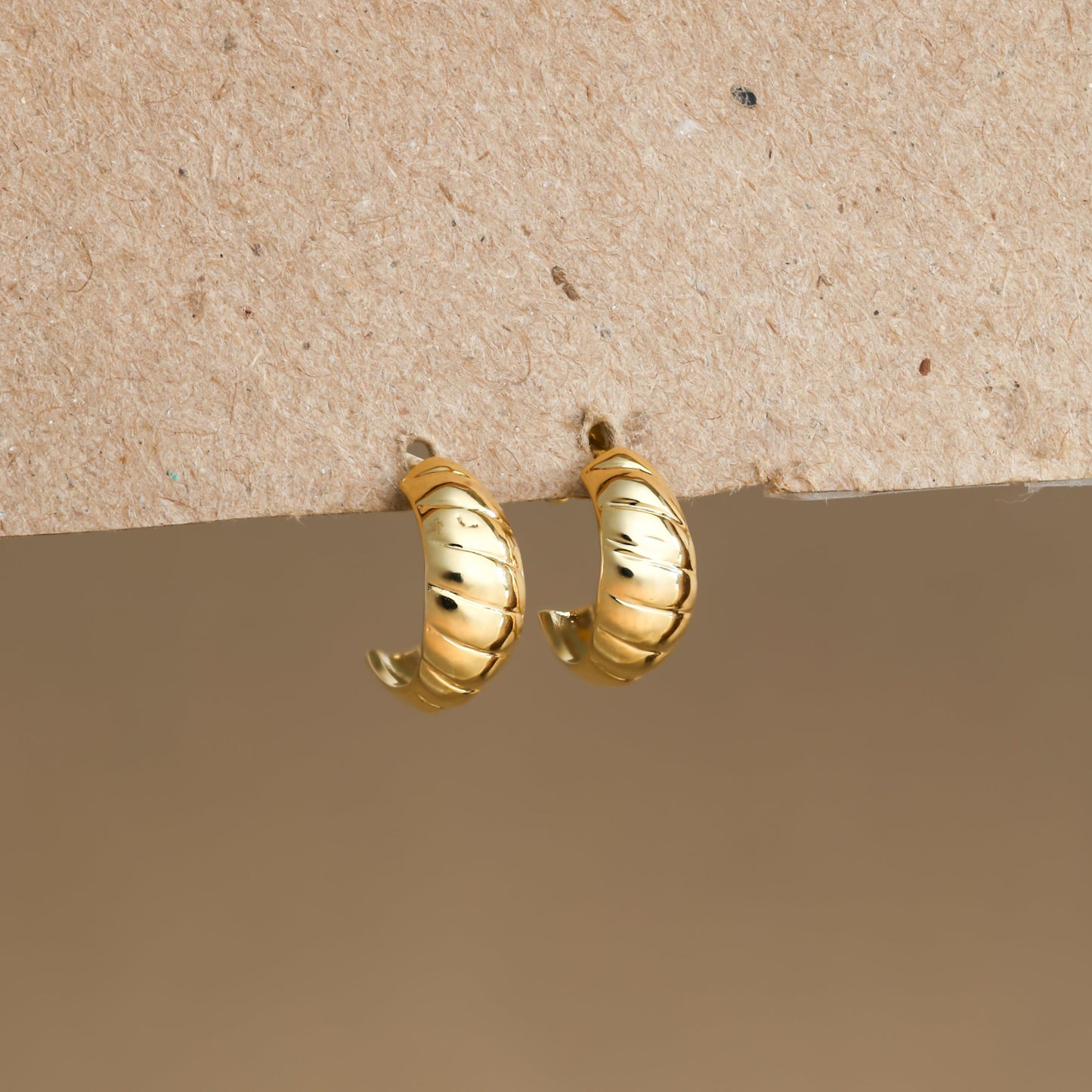 Gold Plating Embrace Parisian Elegance with Croissant Mini Hoop Earrings