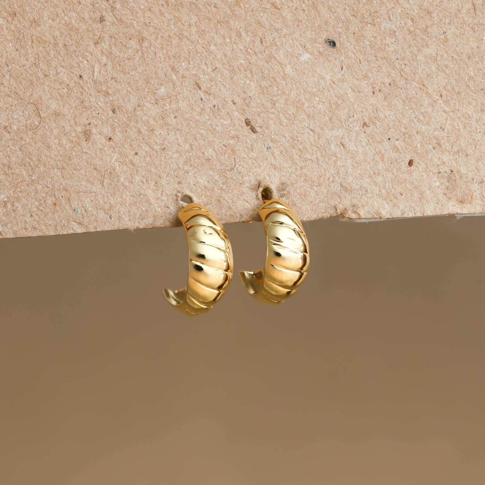 Gold Plating Embrace Parisian Elegance with Croissant Mini Hoop Earrings