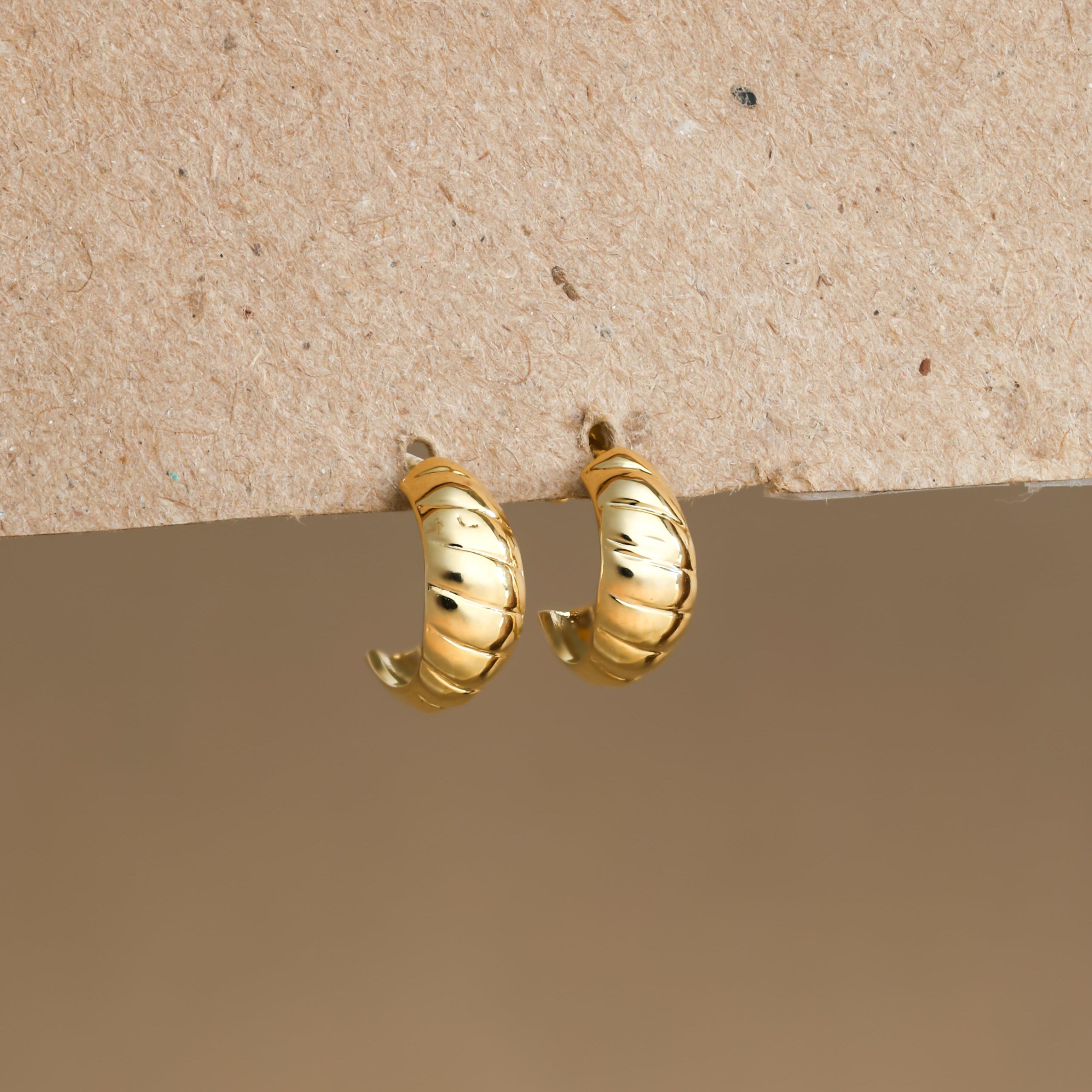 Gold Plating Embrace Parisian Elegance with Croissant Mini Hoop Earrings